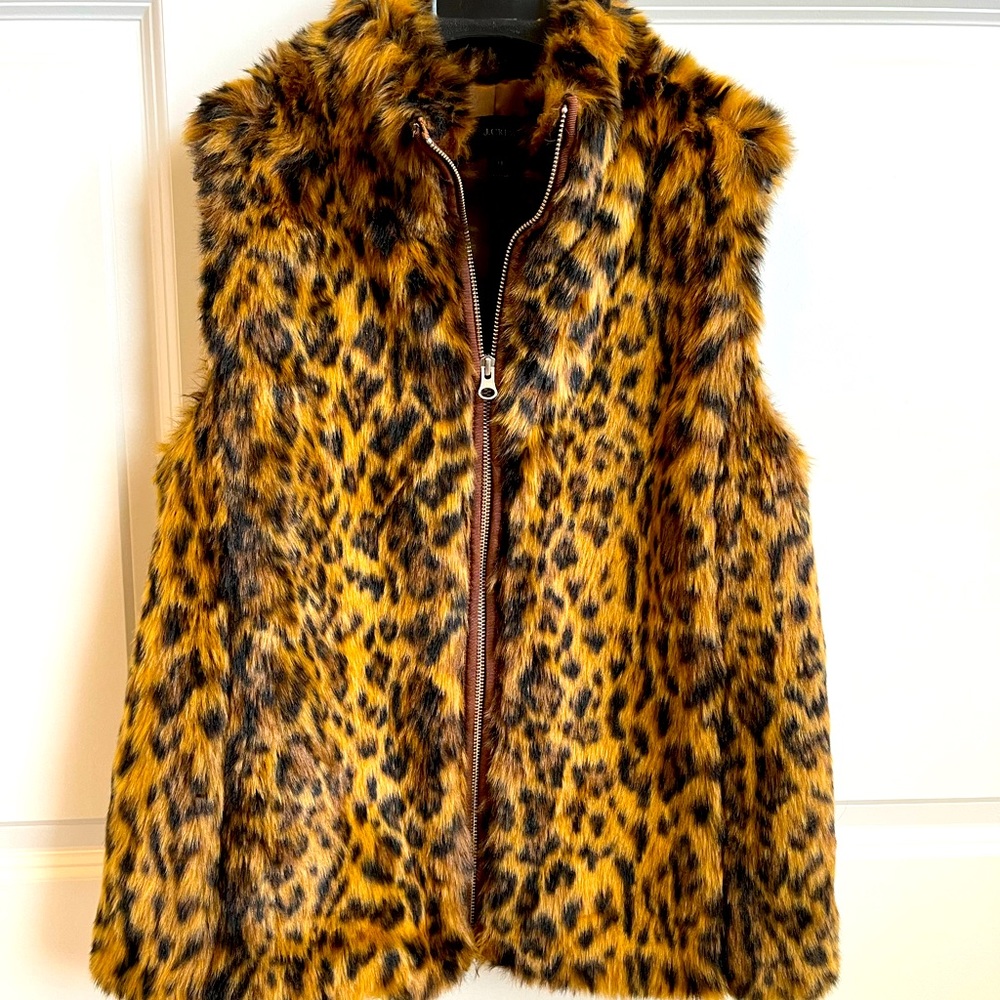 J. Crew Faux Fur Leopard print Vest